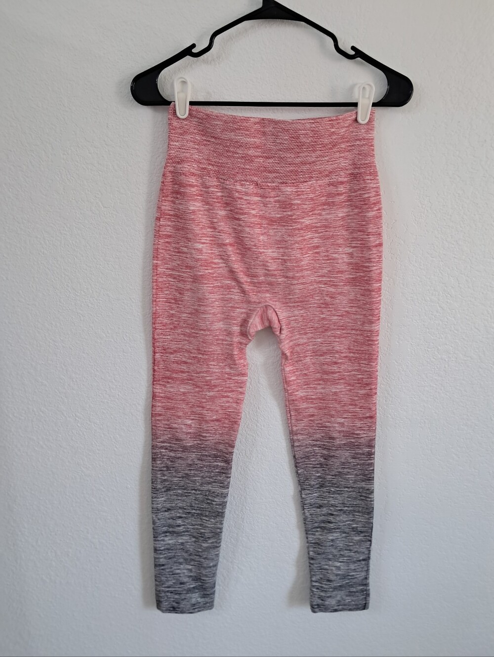 GMI Fleece Lined Leggings L/XL Pink Gray Heathered Ombre Stretchy Athleisure